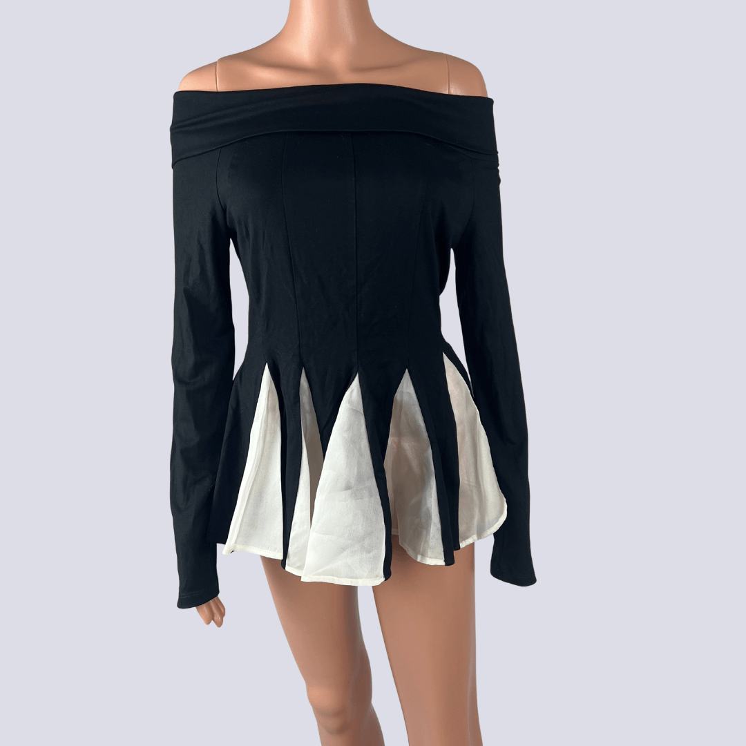 Front view of the ODTF off the shoulder top