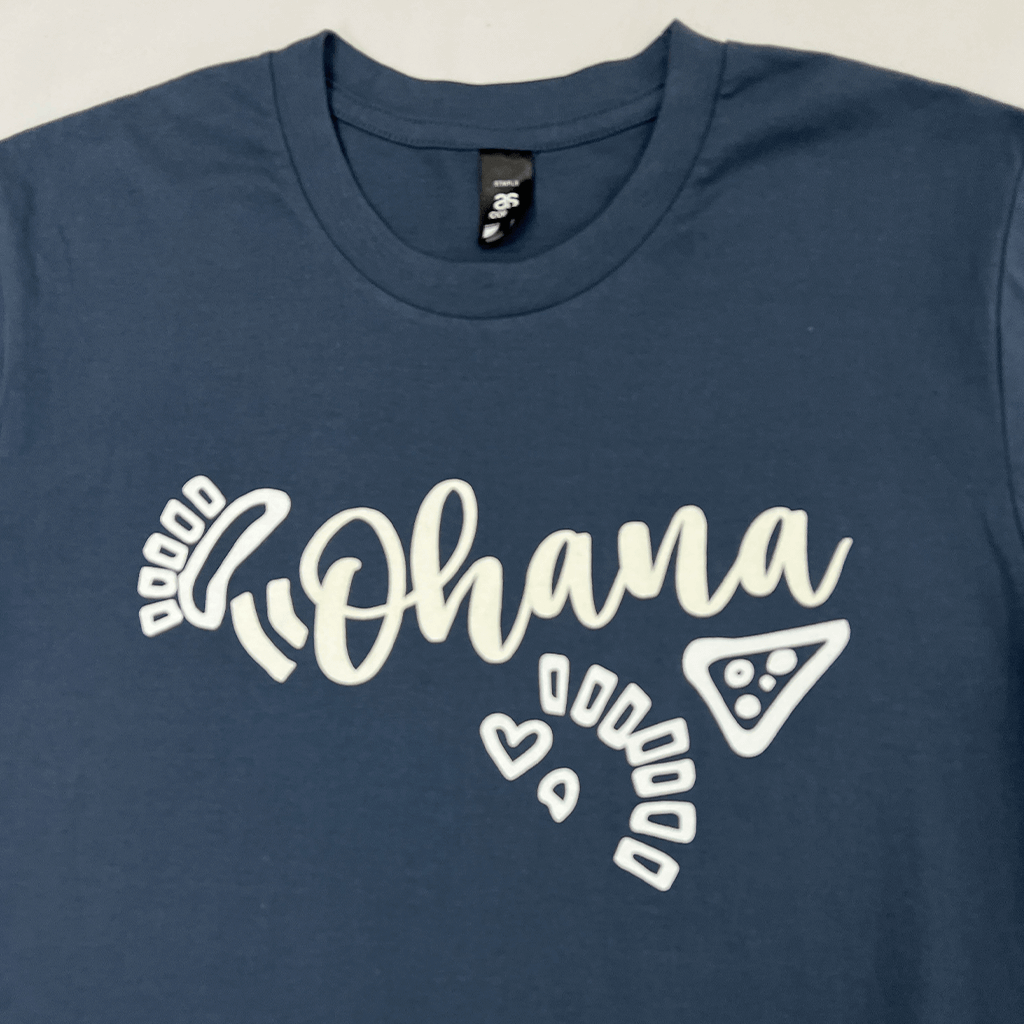 Unisex Ohana Blue T-Shirt Graphic Detail