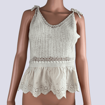 Front view of the Only Life women's crochet cami