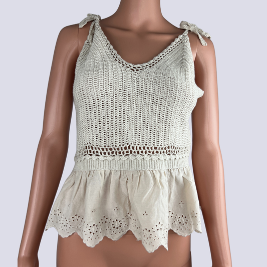 Front view of the Only Life women's crochet cami