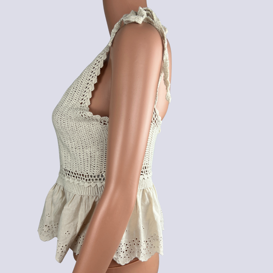 Front view of the Only Life women's crochet cami