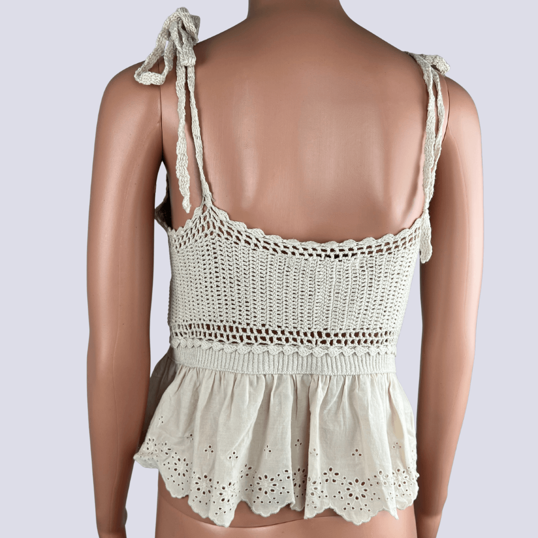 Front view of the Only Life women's crochet cami