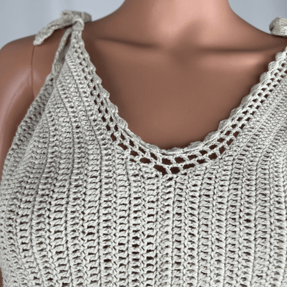 Front view of the Only Life Women's Cream Crochet Cami