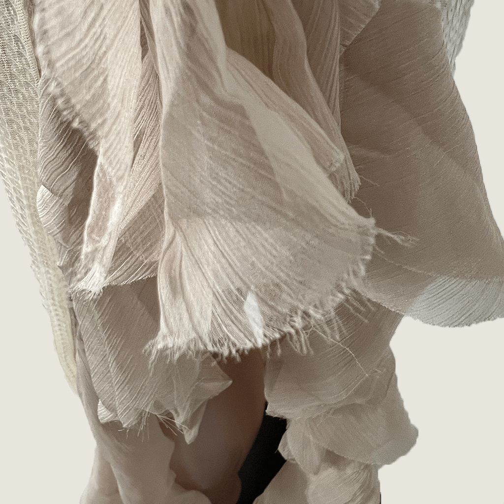 Detail View of the Skirt on the Ooh The Label Saturn evening Nude Sequin Gown