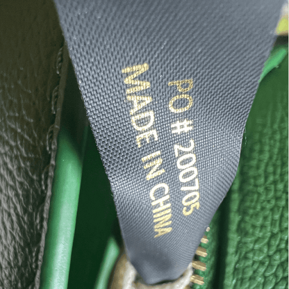 Close up View of the inner Label Oroton Green Leather Handbag