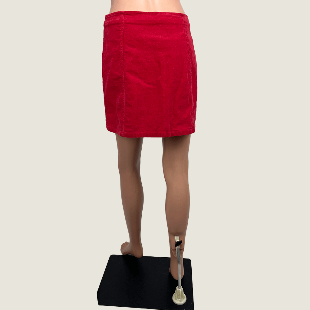 Pare-Basic Cherry Red Mini Corduroy Skirt Back