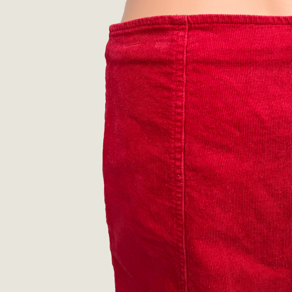 Pare-Basic Cherry Red Mini Corduroy Skirt Waist