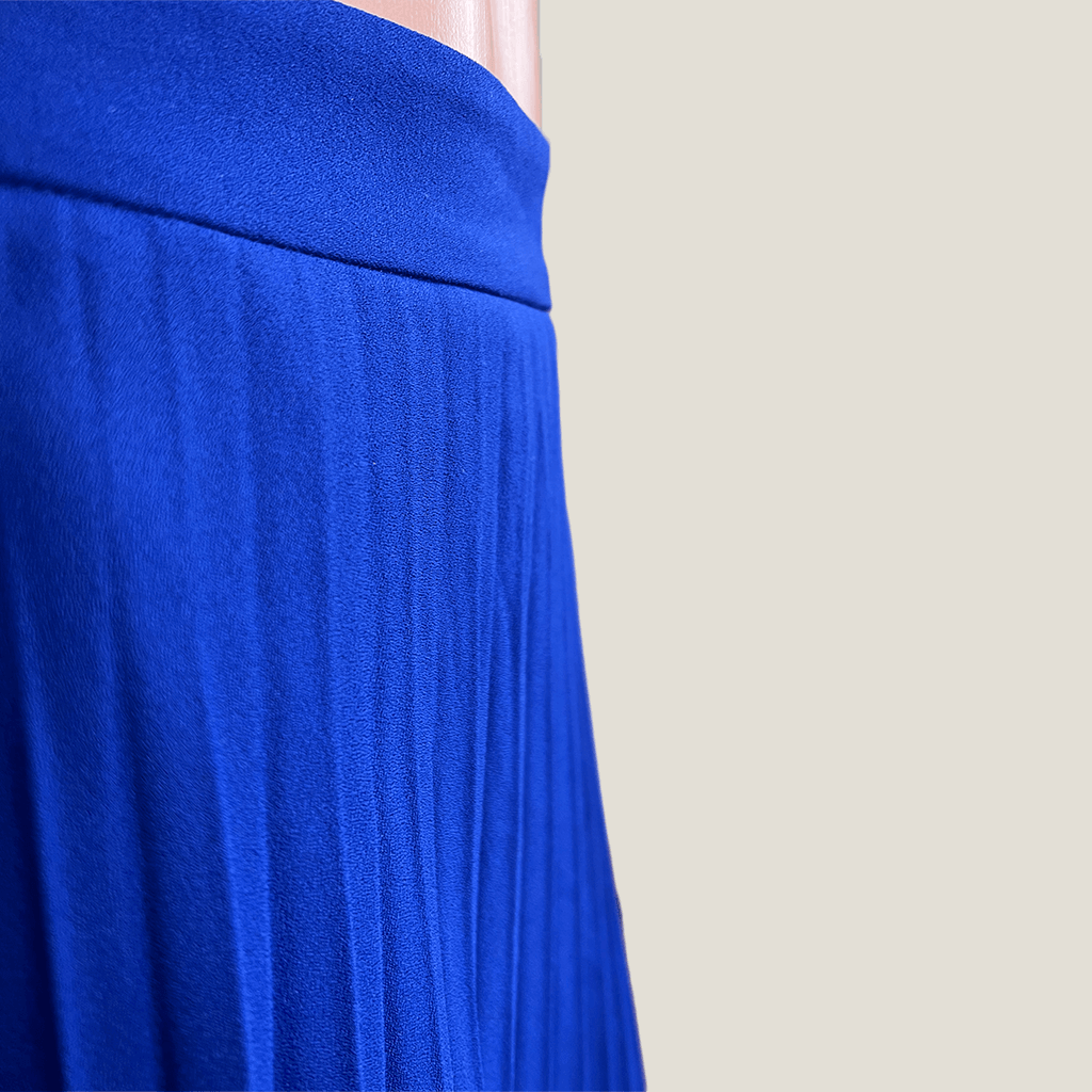 Portmans Azure Cobalt Pleated Midi Skirt Waist Detail