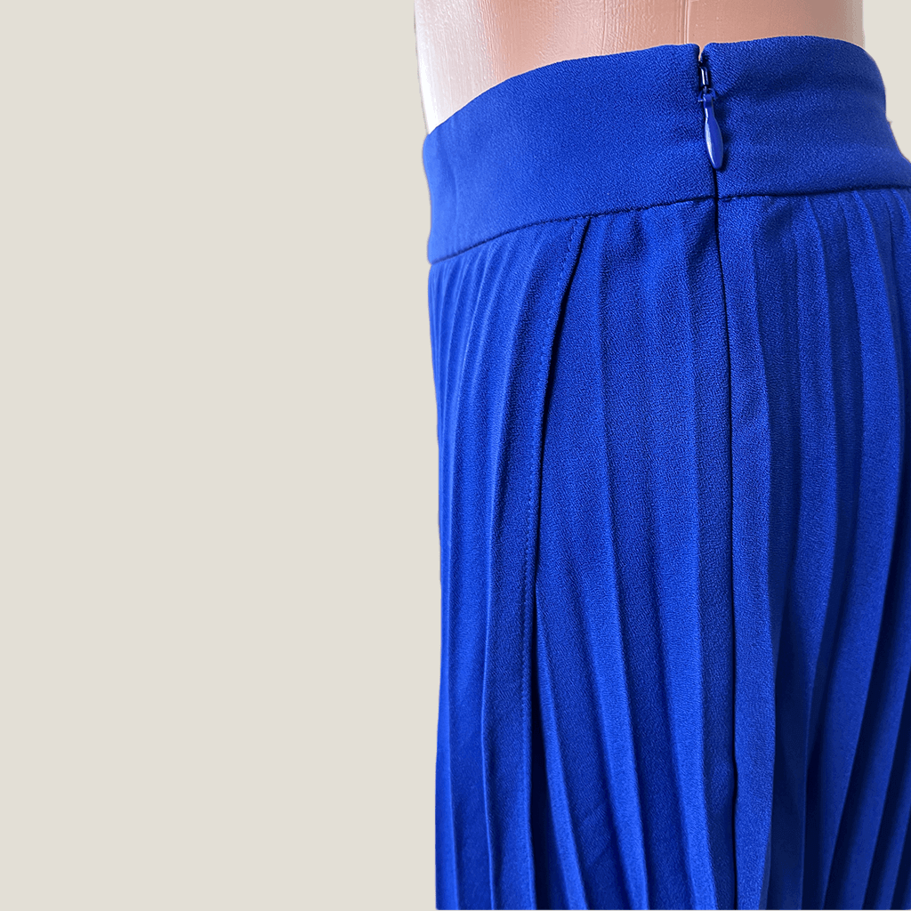 Portmans Azure Cobalt Pleated Midi Skirt Zip Detail