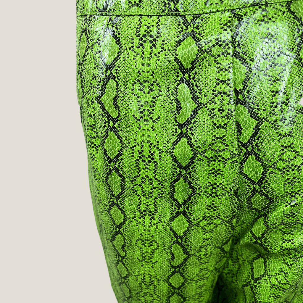 PrettyLittleThing Green Leopard Skin Print Pant Back Detail