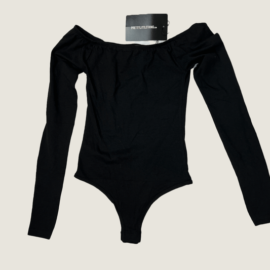 Prettylittlething Long Sleeve Bardot Bodysuit Front