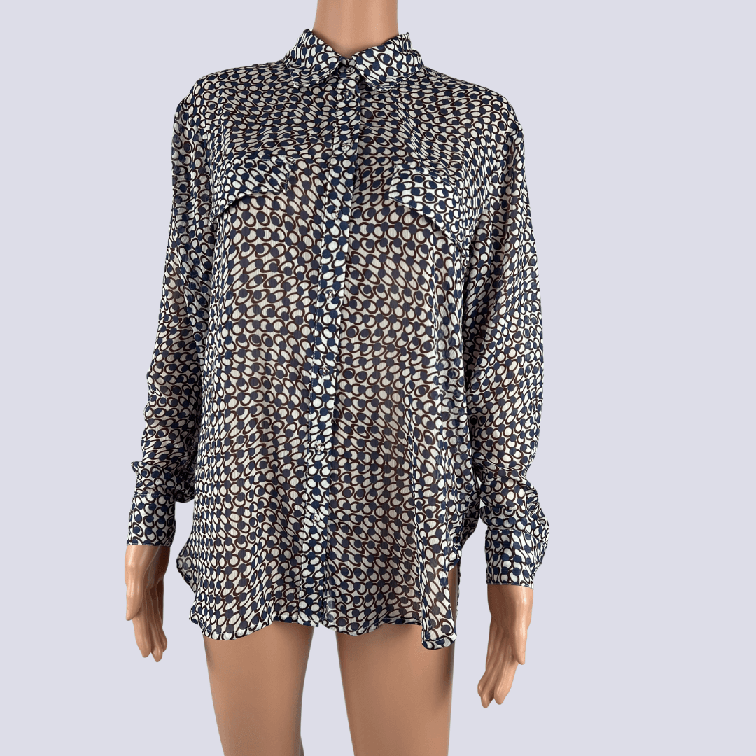 Front view of the Preview sheer shirt