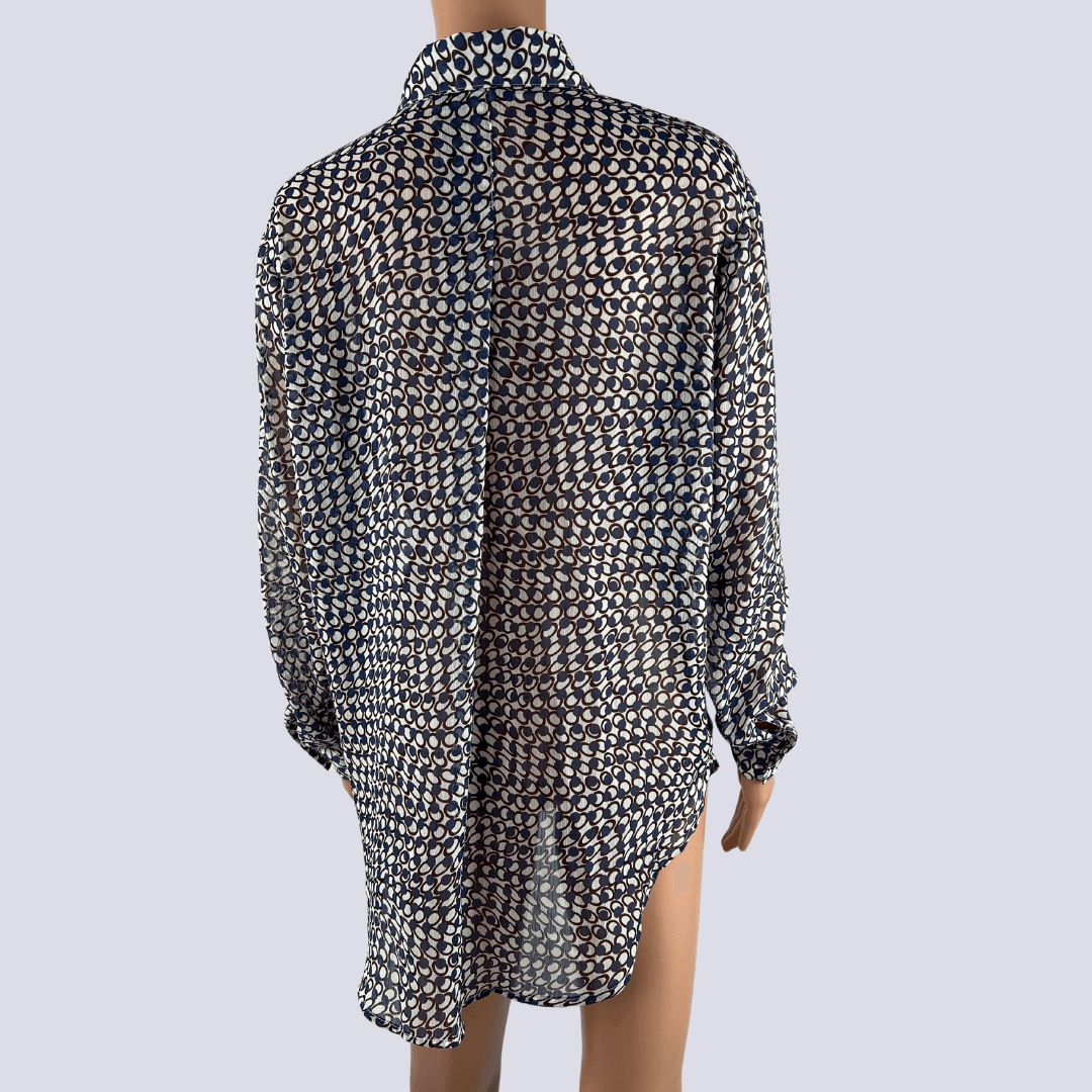 Back view of the Preview sheer shirt