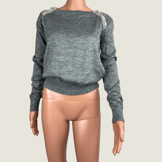 Front view of the Princess Hwy Grey Long Sleeve Jumper