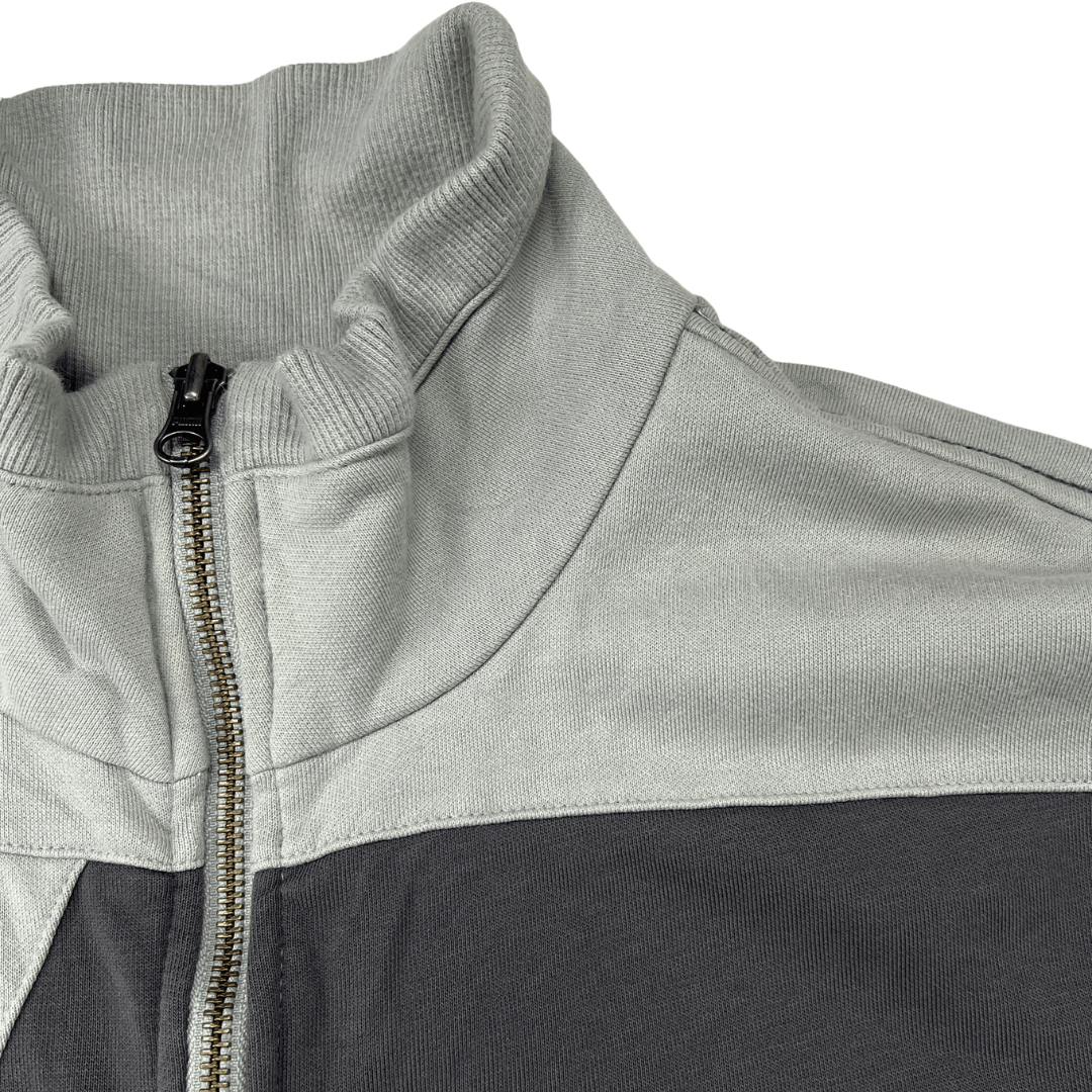 Front collar detail view of the Puma two tone hoodie