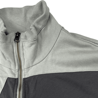 Front collar detail view of the Puma two tone hoodie