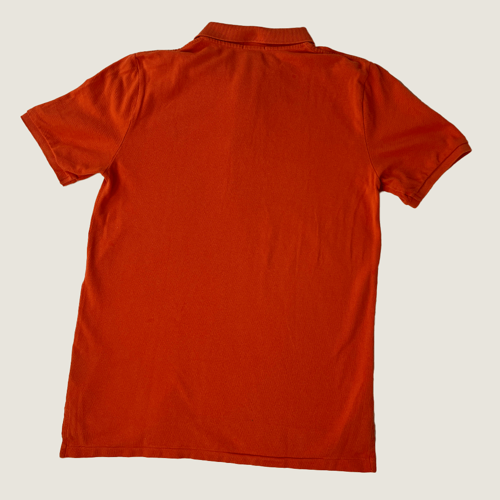 Back view of the orange Ralph Lauren Short Sleeve Men's Polo 