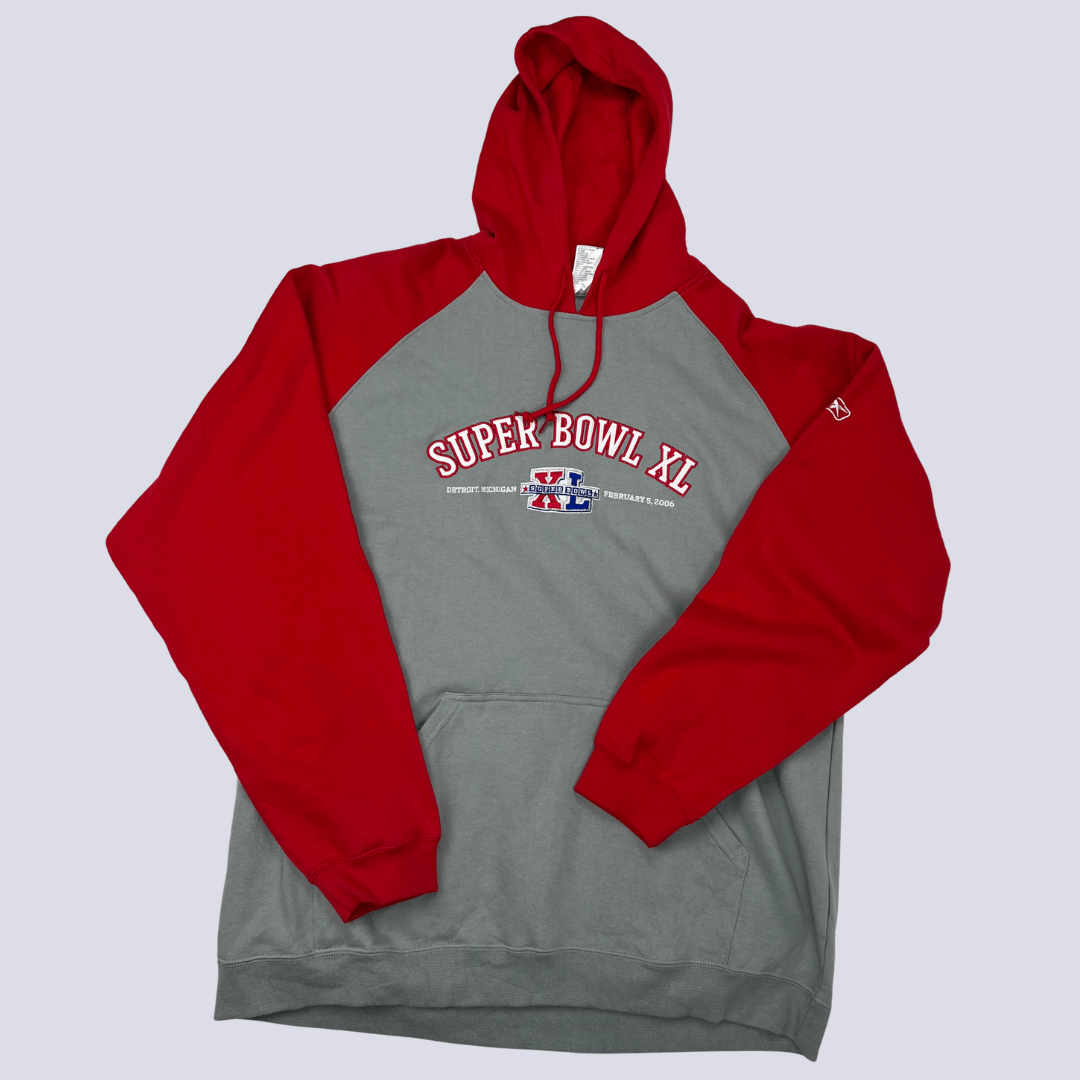 Front view of the Reebok Super Bowl hoodie
