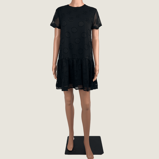 Reverse Black Sheer Midi Shift Dress Front