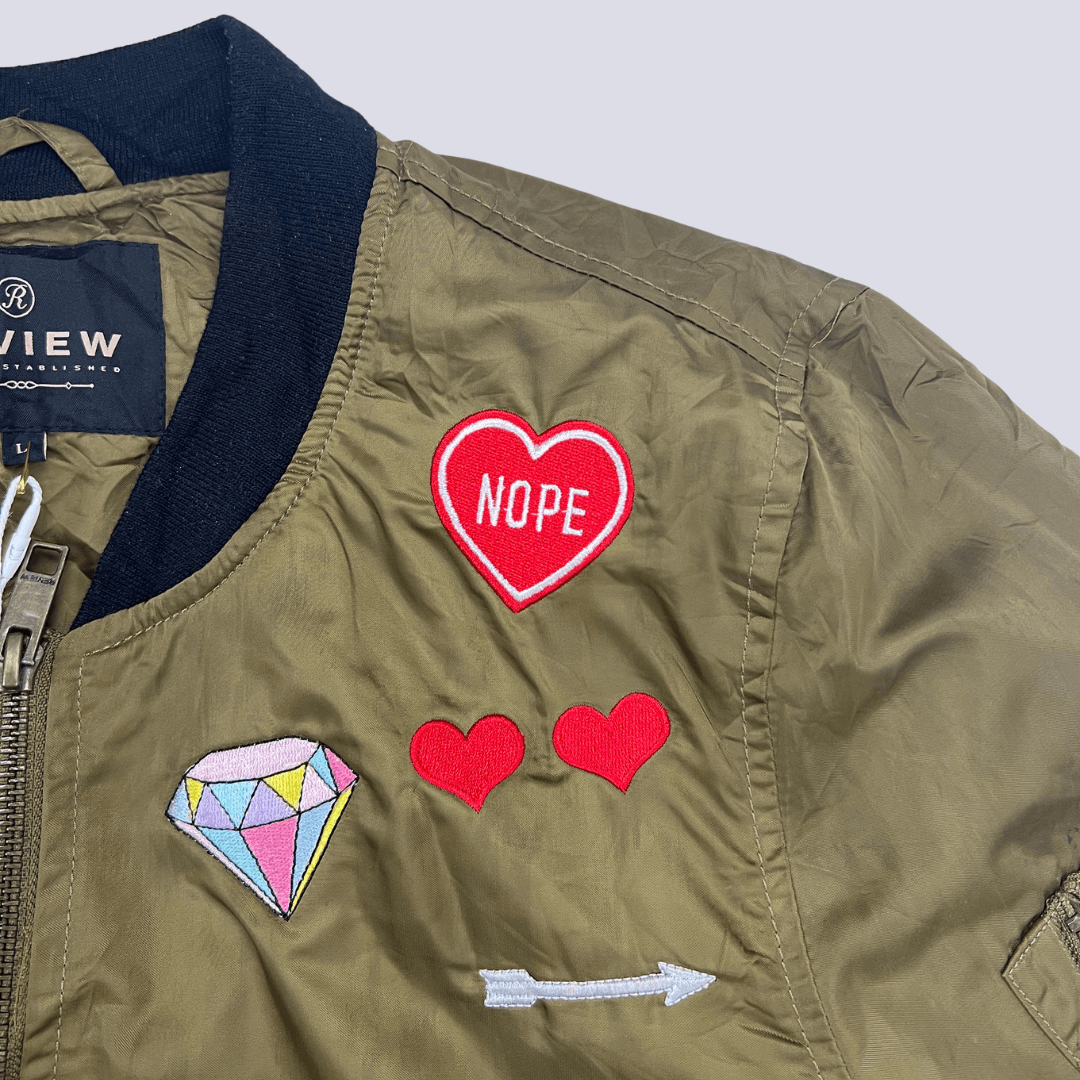 Front detail view of the Review Khaki Jacket