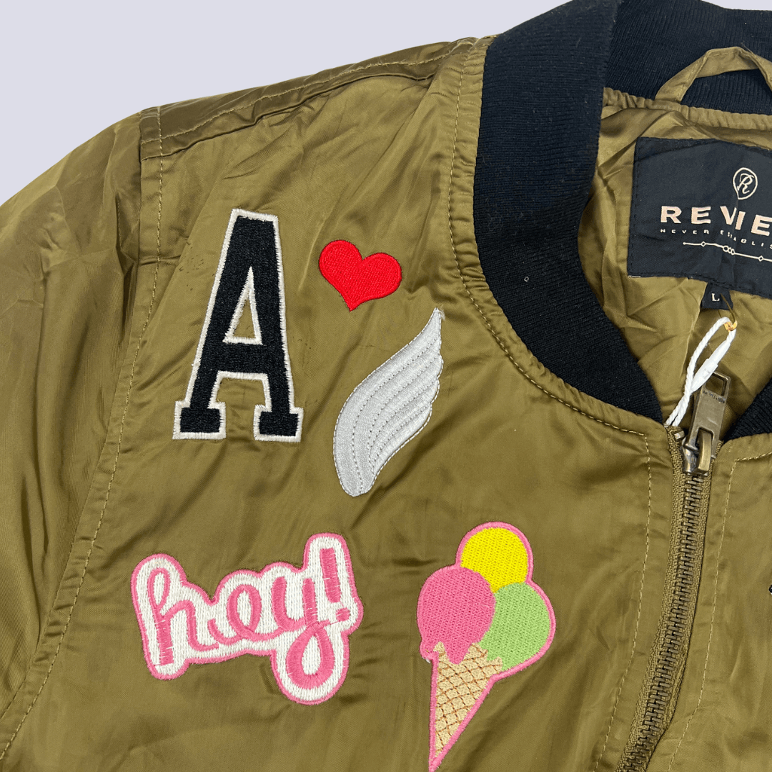 Front detail view of the Review Khaki Jacket