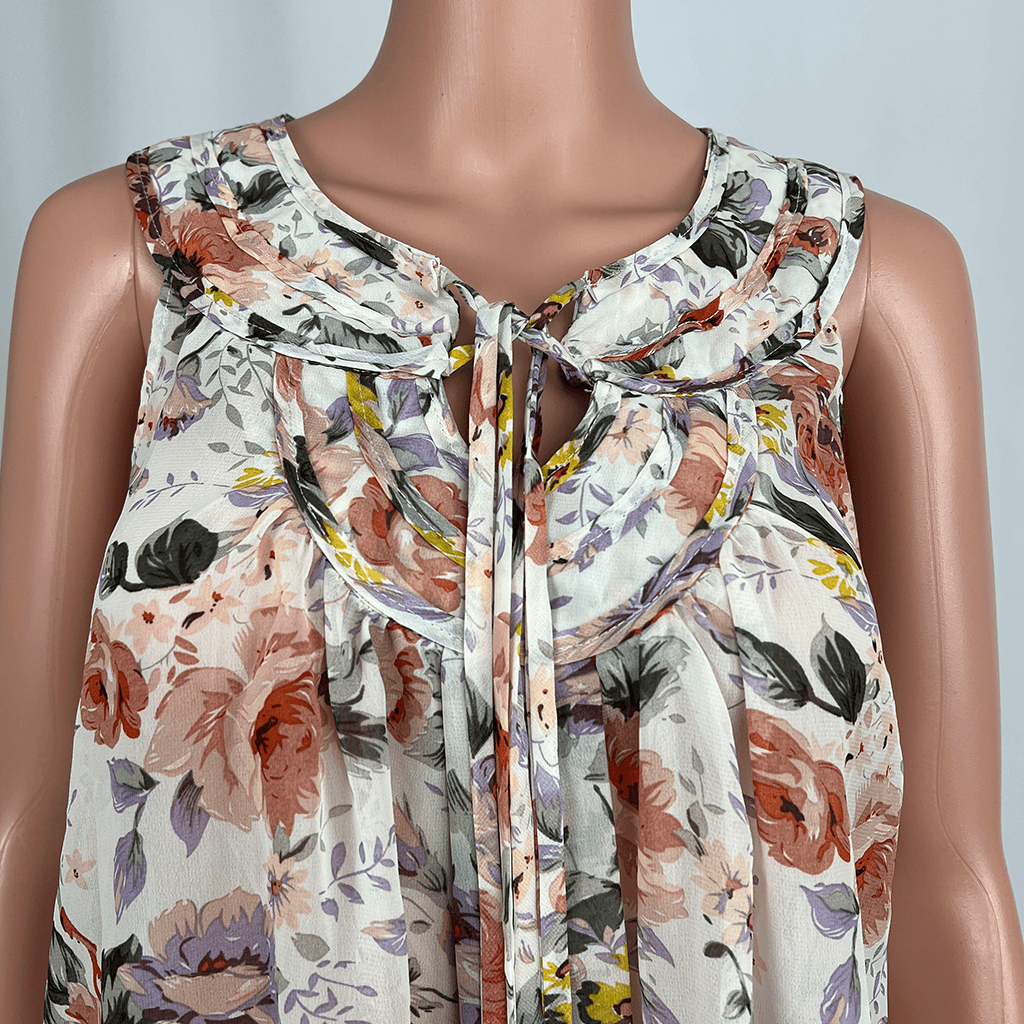 Rivers Sheer Floral Sleeveless Top Collar