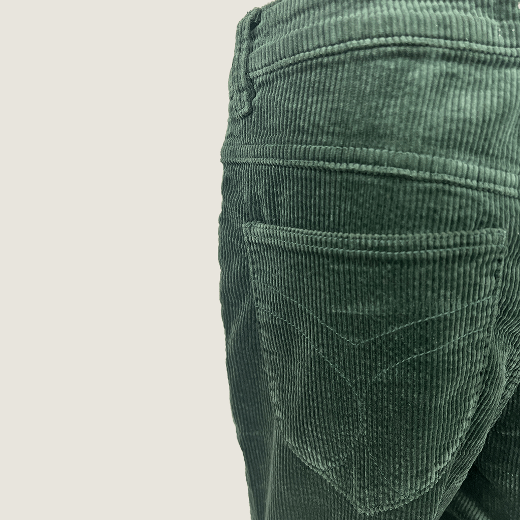 Rollas Green Corduroy Pants Side detail