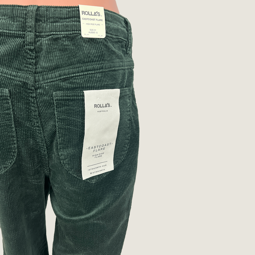 Rollas Green Corduroy Pants Pocket