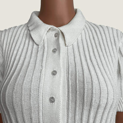 Rue Stiic Ryder White Knit Romper Front Detail
