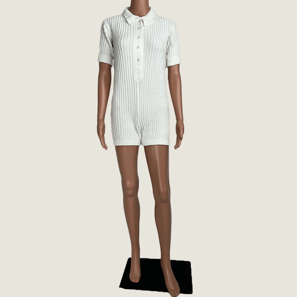Rue Stiic Ryder White Knit Romper Front