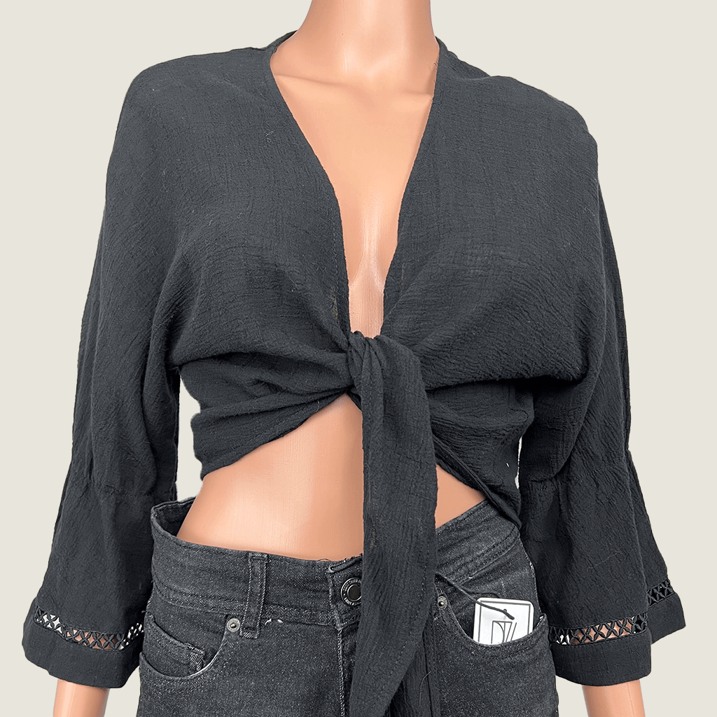 Rumor Black Wrap Top Front