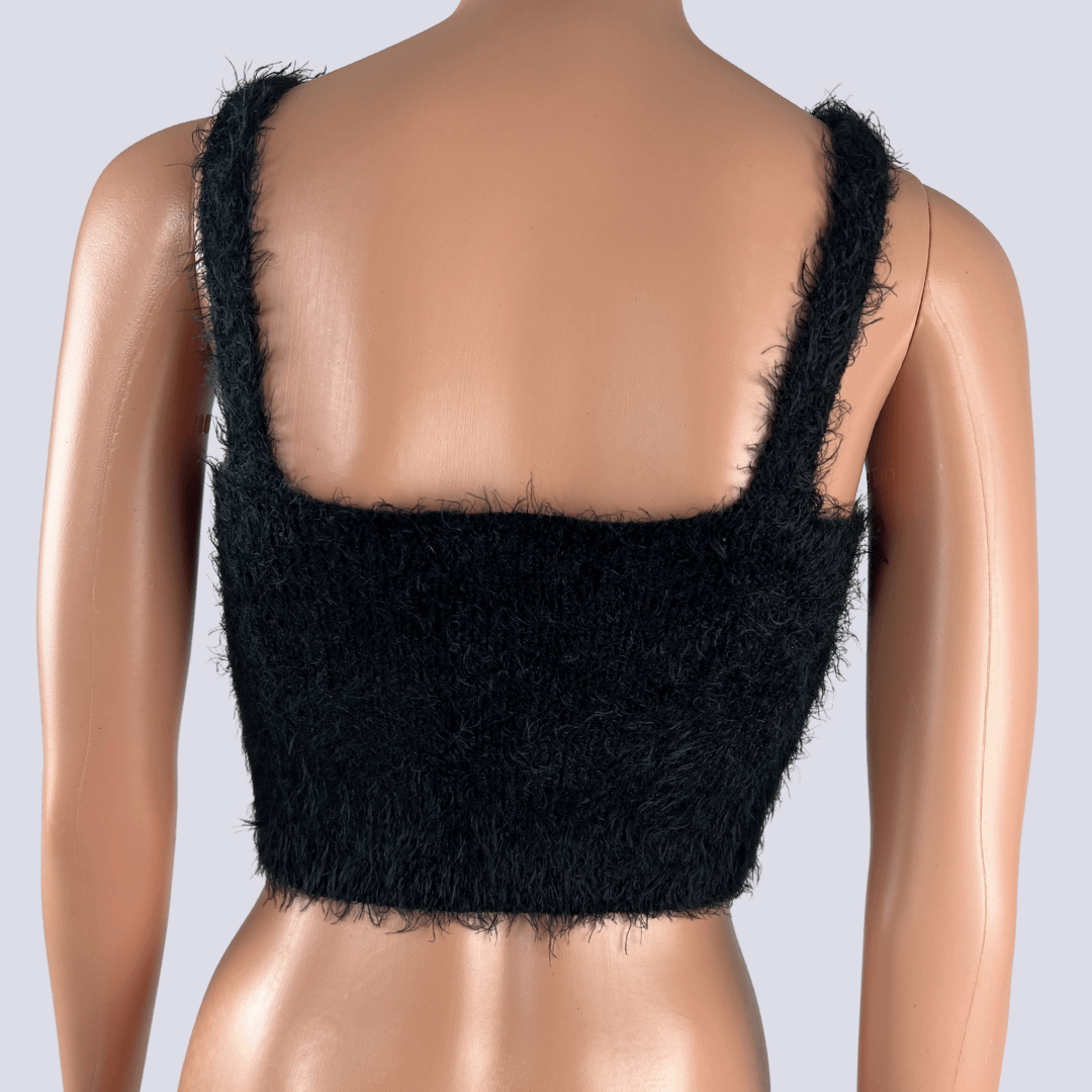 Back view of the Rumor Black Crop Top