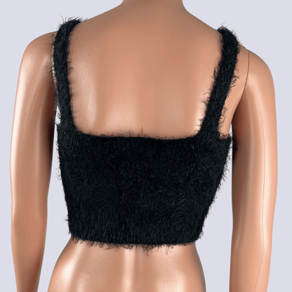 Back view of the Rumor Black Crop Top