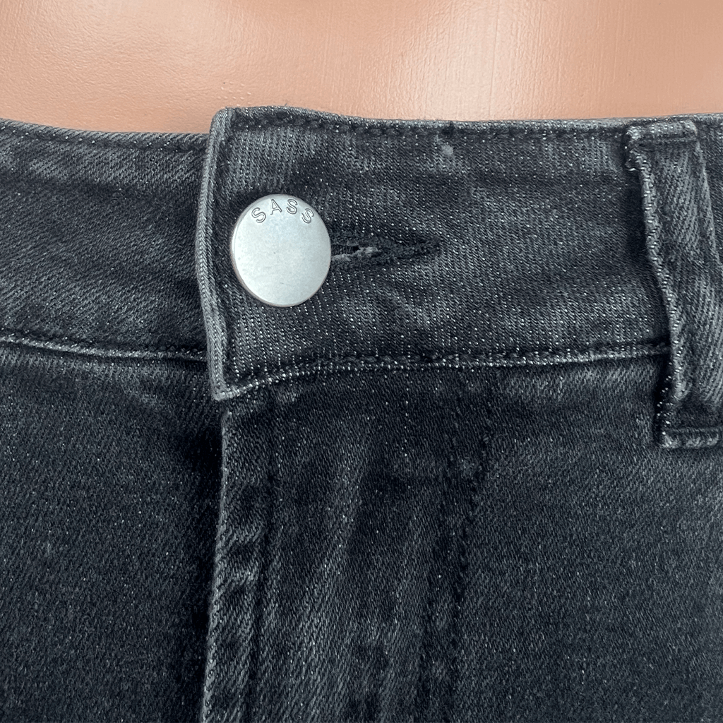 Sass Denim Midi Skirt Front Button Detail