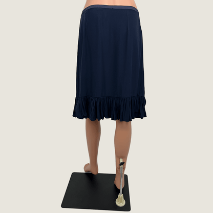 Scanlan & Theodore Blue Silk Ruffle Hem Skirt back