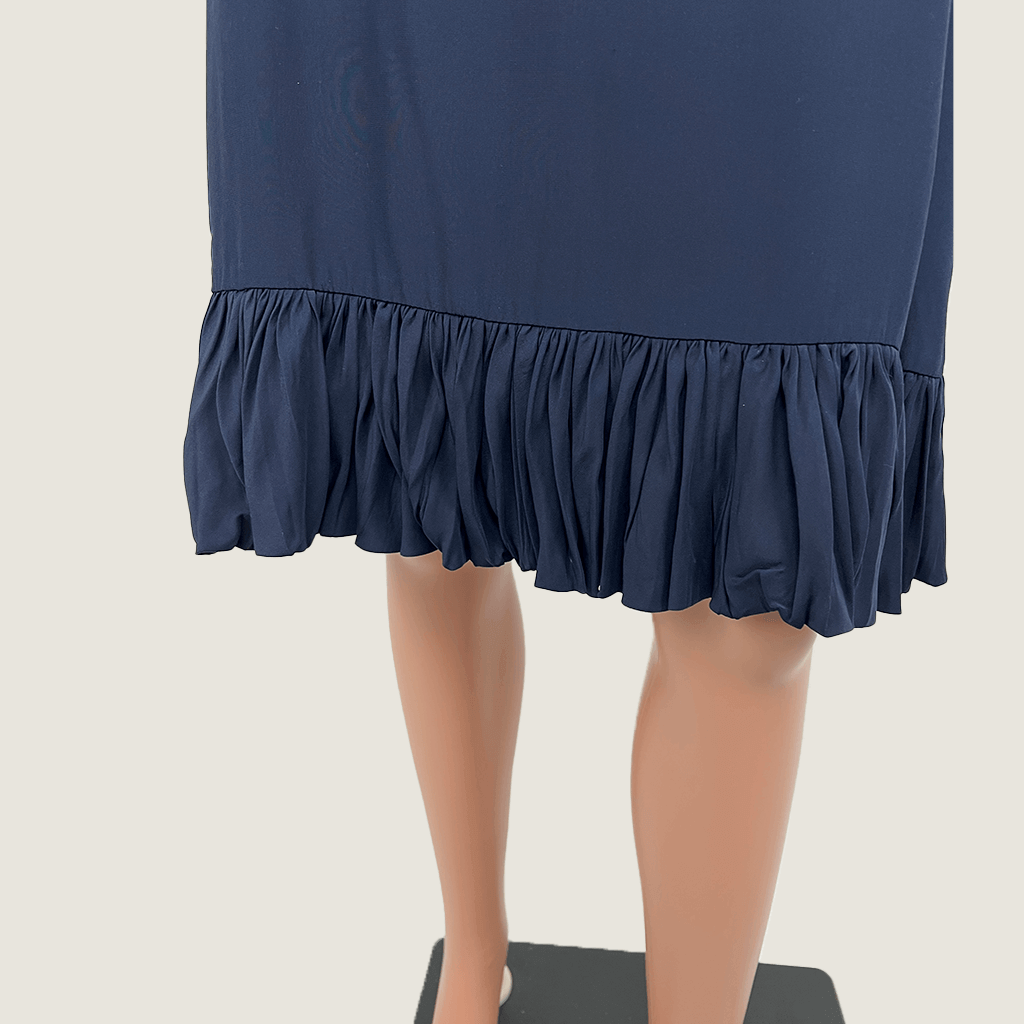 Scanlan & Theodore Blue Silk Ruffle Hem Detail