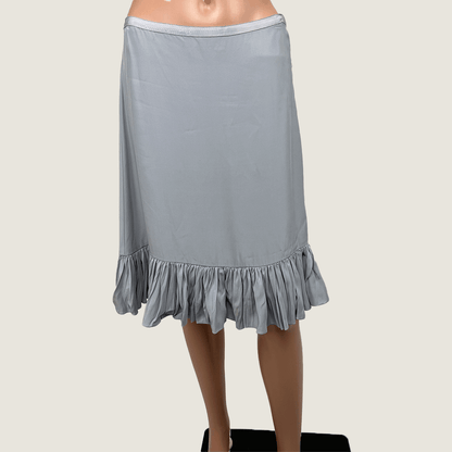 Scanlan & Theodore Grey Silk Ruffle Hem Skirt Front