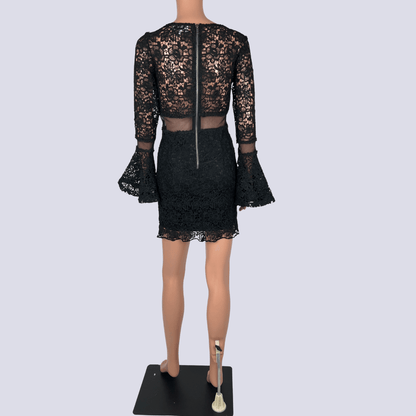 Back view of the Shareen black lace dress