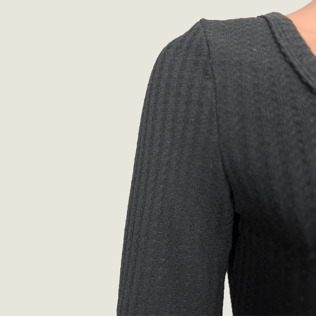 Detail View of the Sleeve on the Shein Black Long Sleeve Crop Top