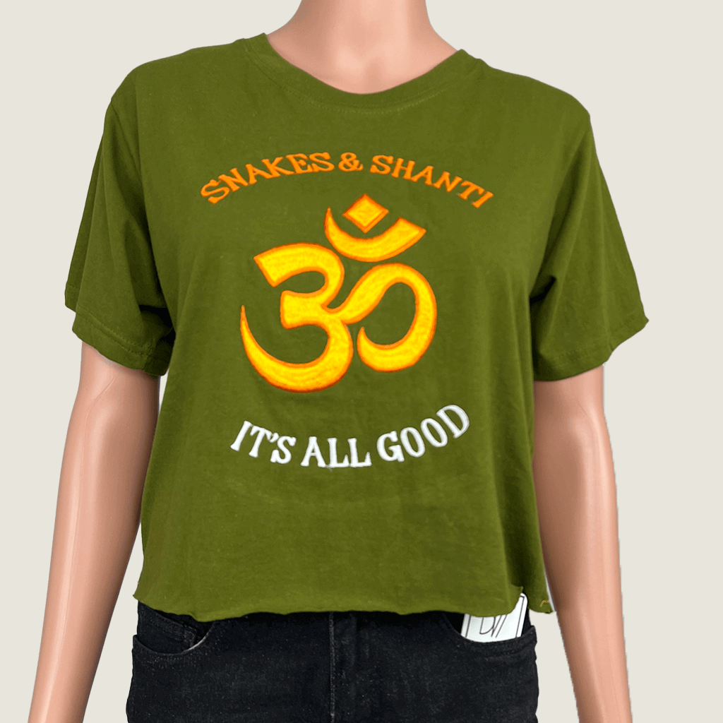 Snakes And Shanti Om Crop Top Front