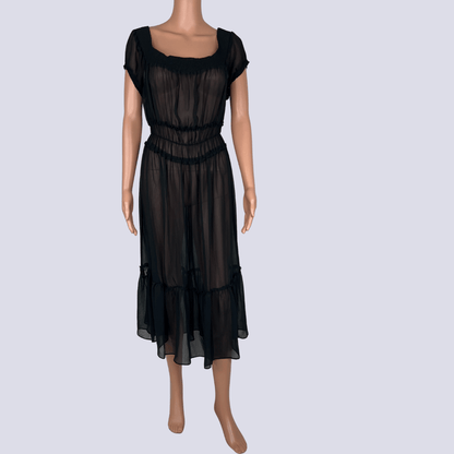 Front view of the Sportsgirl sheer midi dress