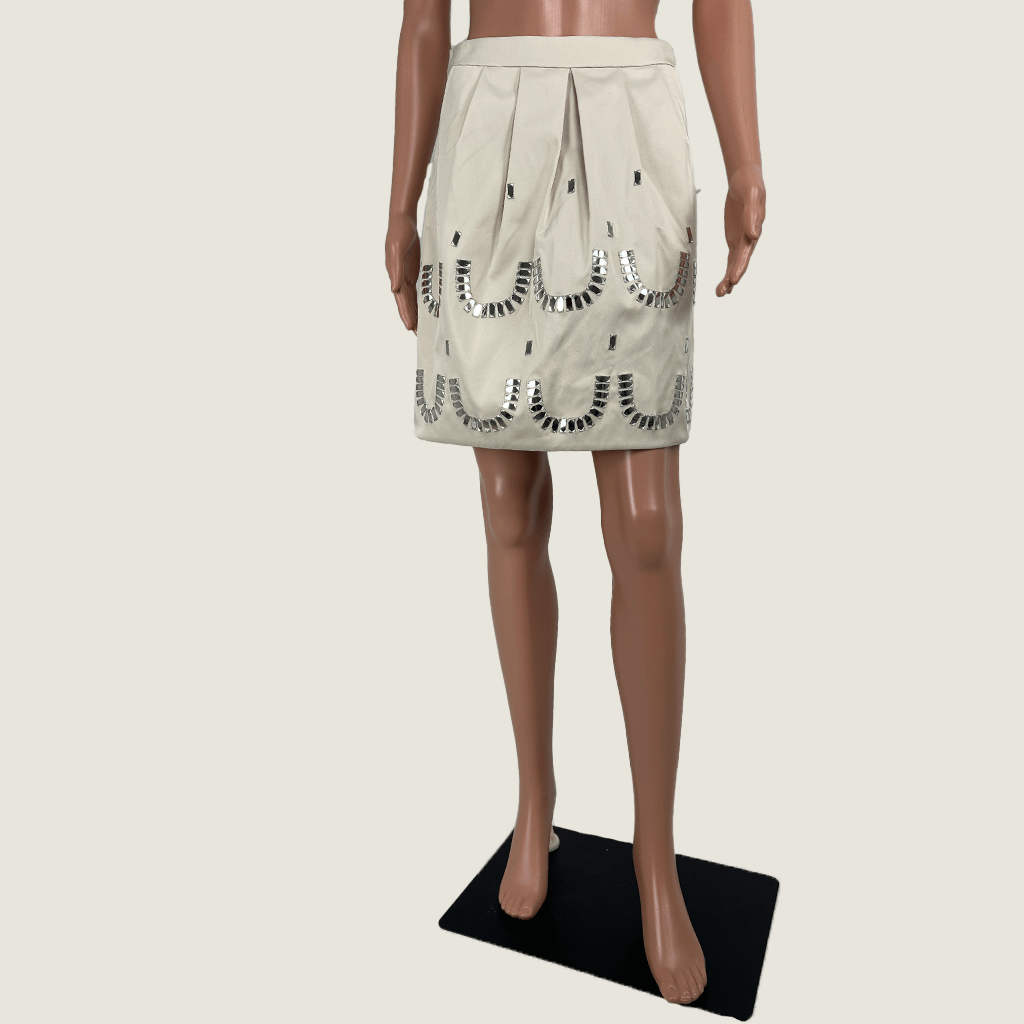 Front view of the Steffen Schraut Nude Mini Jewelled Skirt