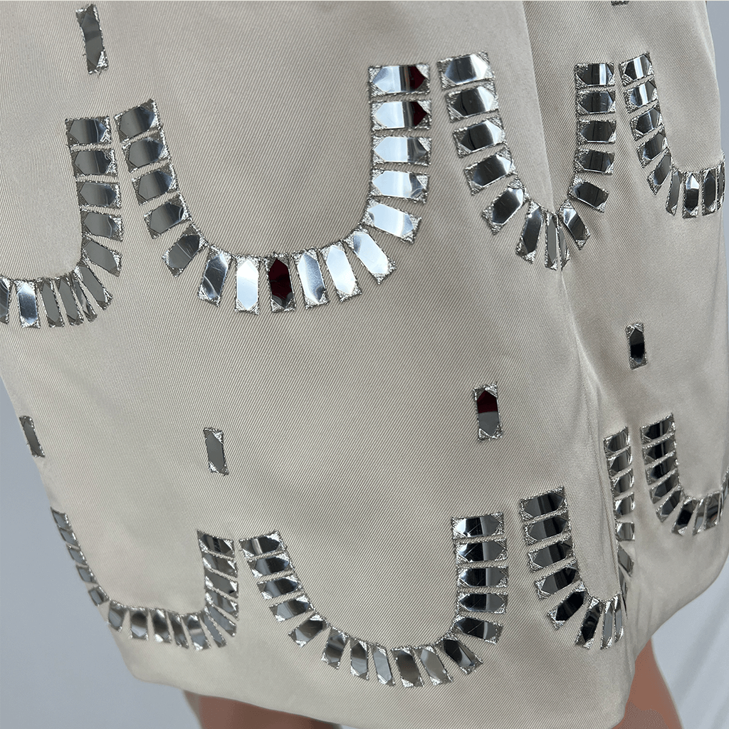 Close up view of the Steffen Schraut Nude Mini Jewelled fabric