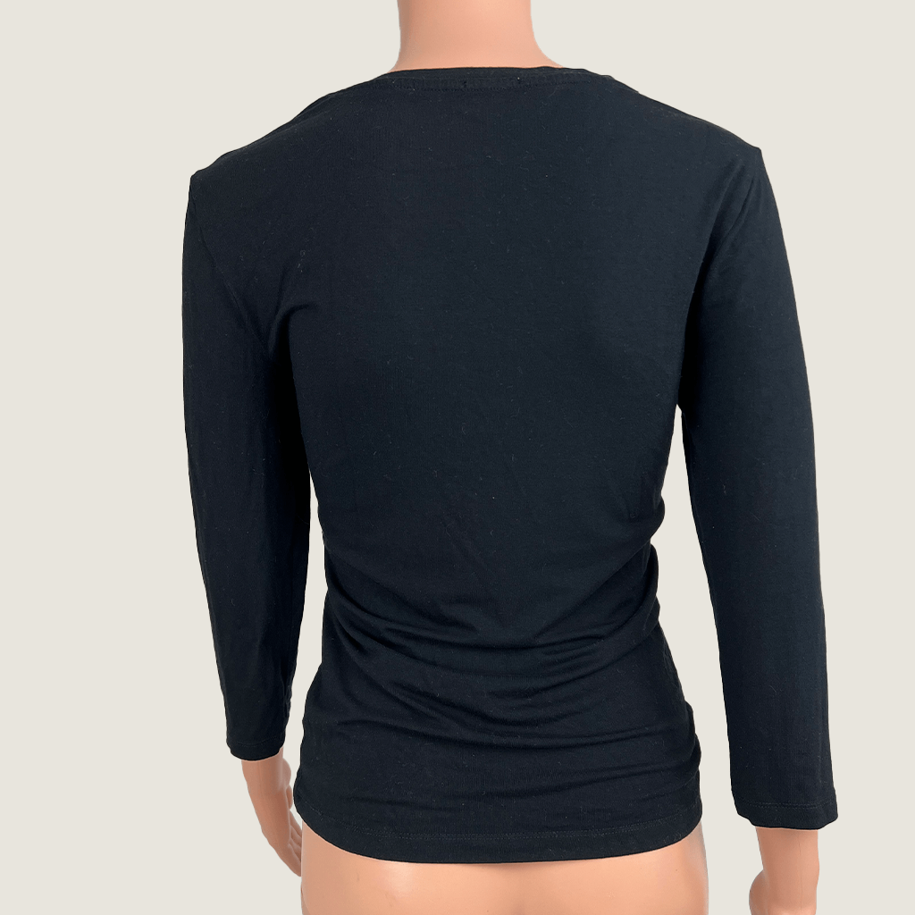 Back view of the Studio W Black Stretch 3/4 Sleeve Top