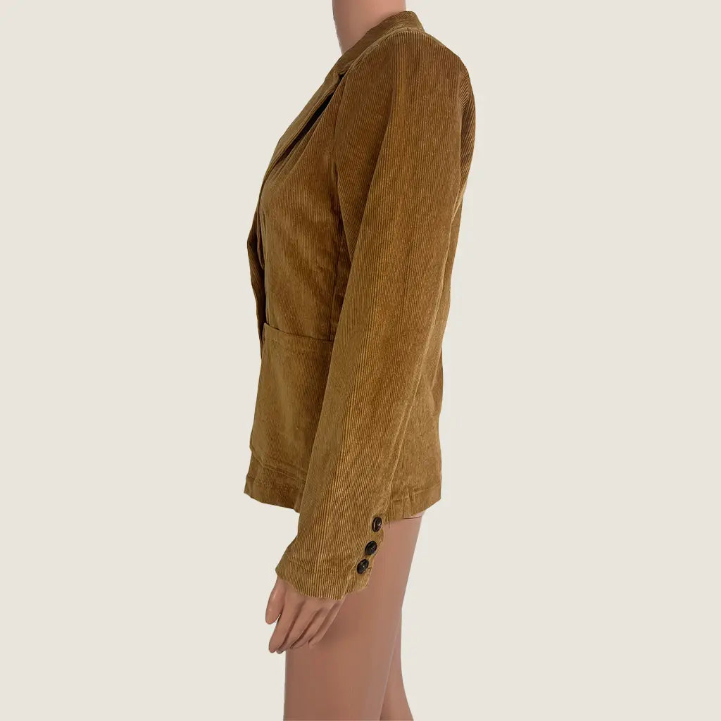 Side View of the Sunny Girl Corduroy Suit Jacket in Tan