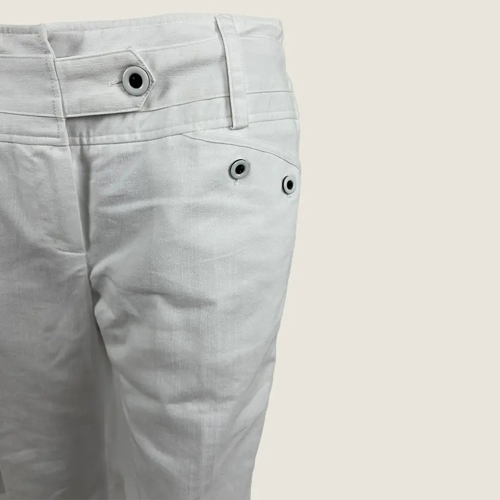 Front Detail View of the Suzannegrae White Pants