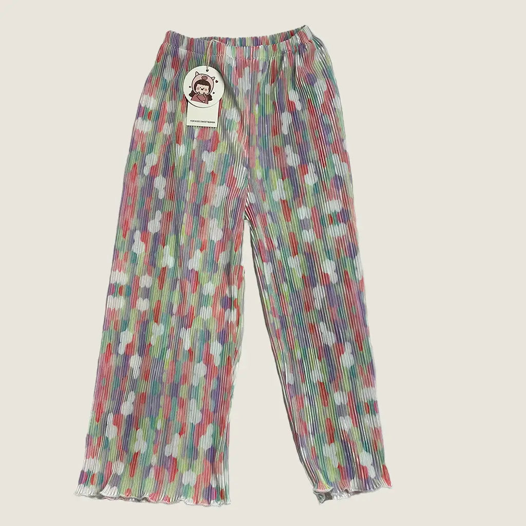 Front View of the Sweet & Baba Girls Pastel Pleated Pant