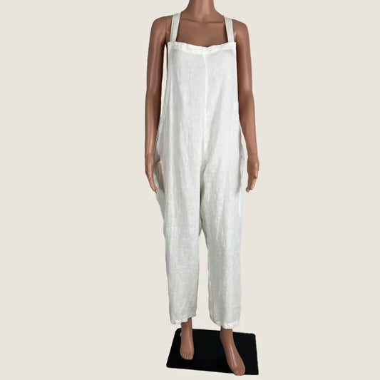 Front View of the The Shanty Corp. Sleeveless Overalls Large