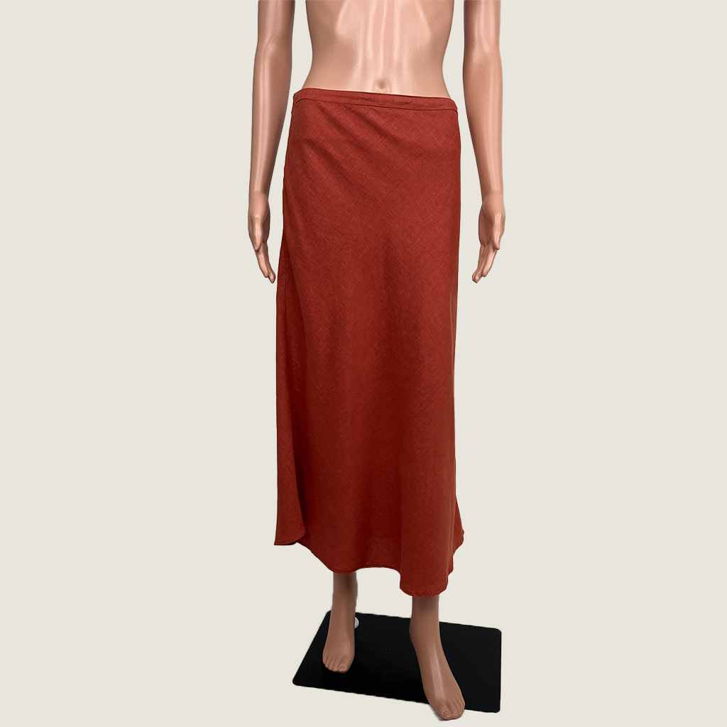 Thrills Rust Midi Skirt Front