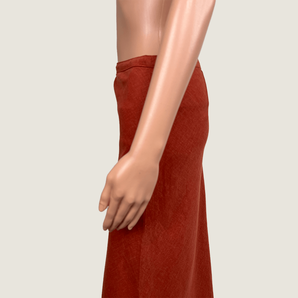 Thrills Rust Midi Skirt Side Detail